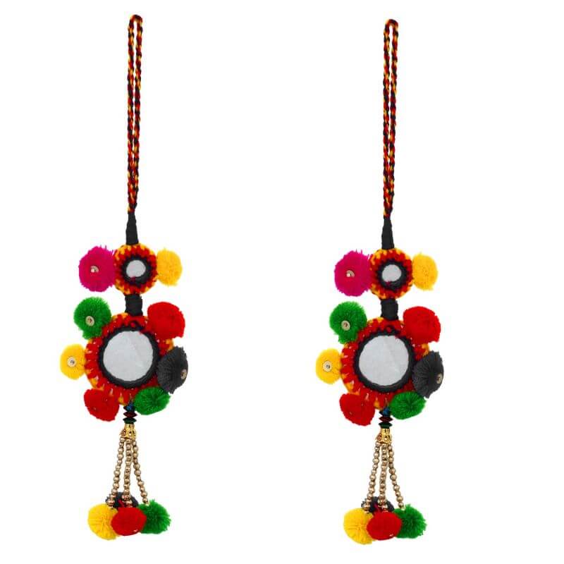 A pair of earrings with beads and beads
