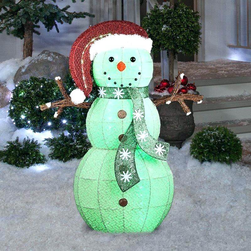 A snowman made out of a paper lantern
