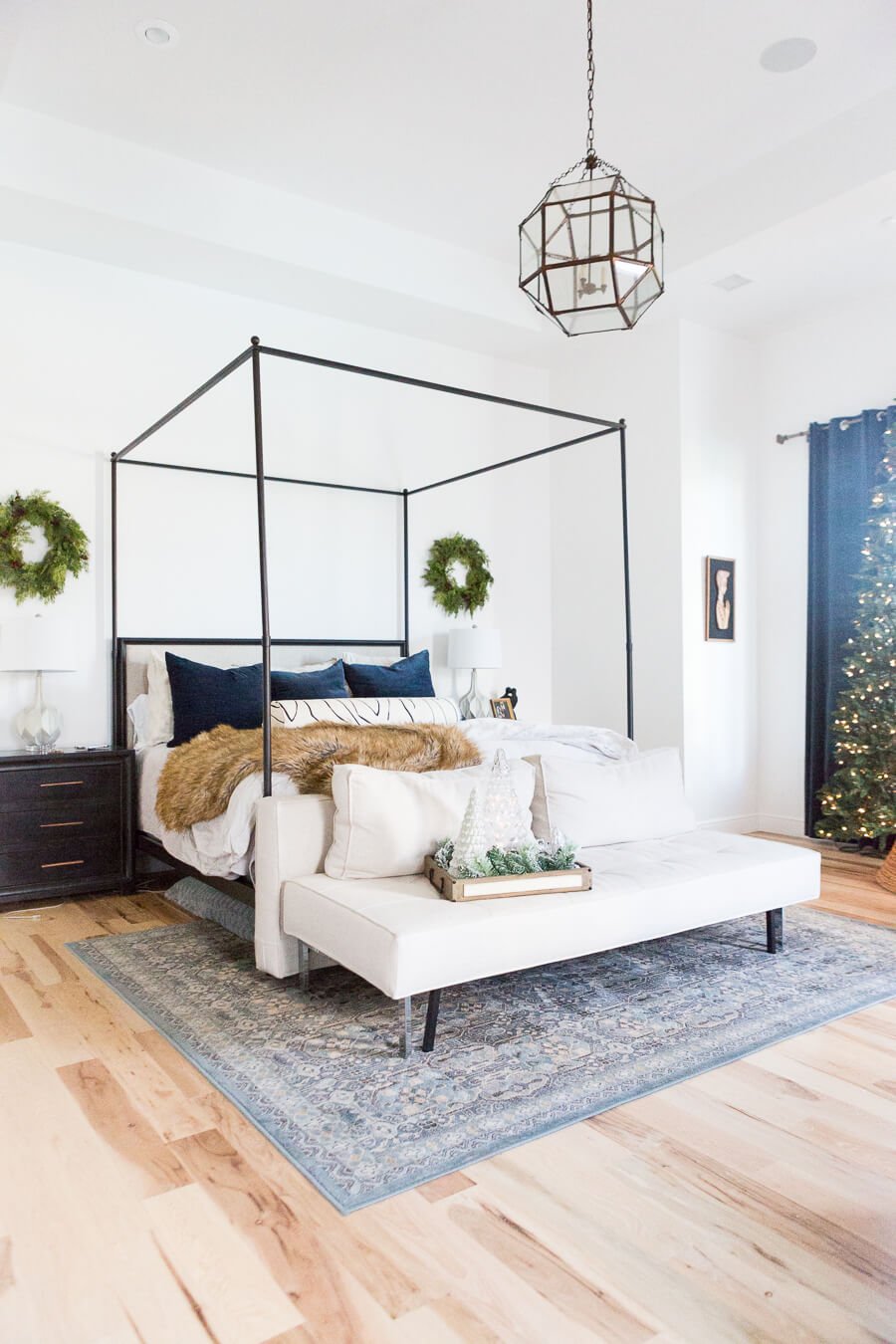 Christmas-themed bedroom decor