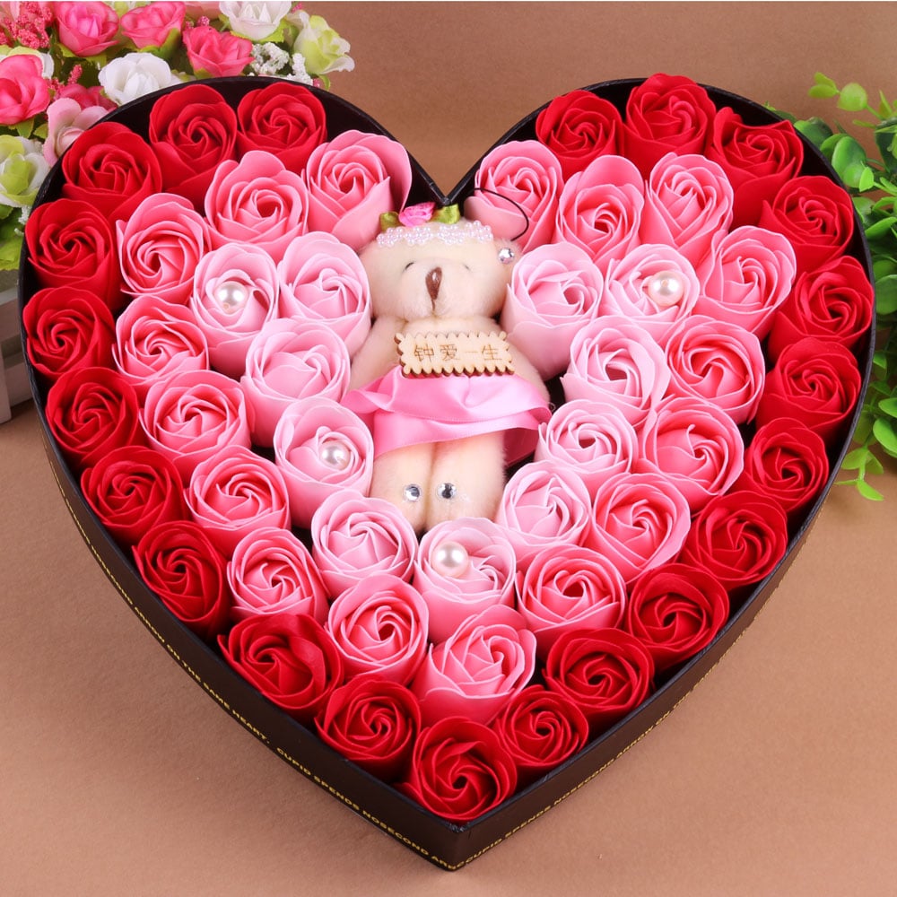 Teddy Rose Heart Shape DIY valentine gifts