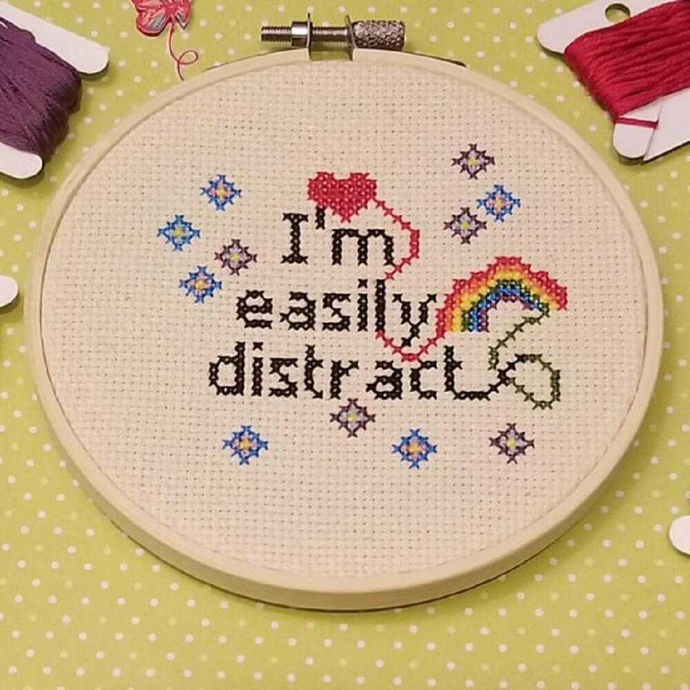 A picture of a cross - stitch pattern with the words, i'm miss
