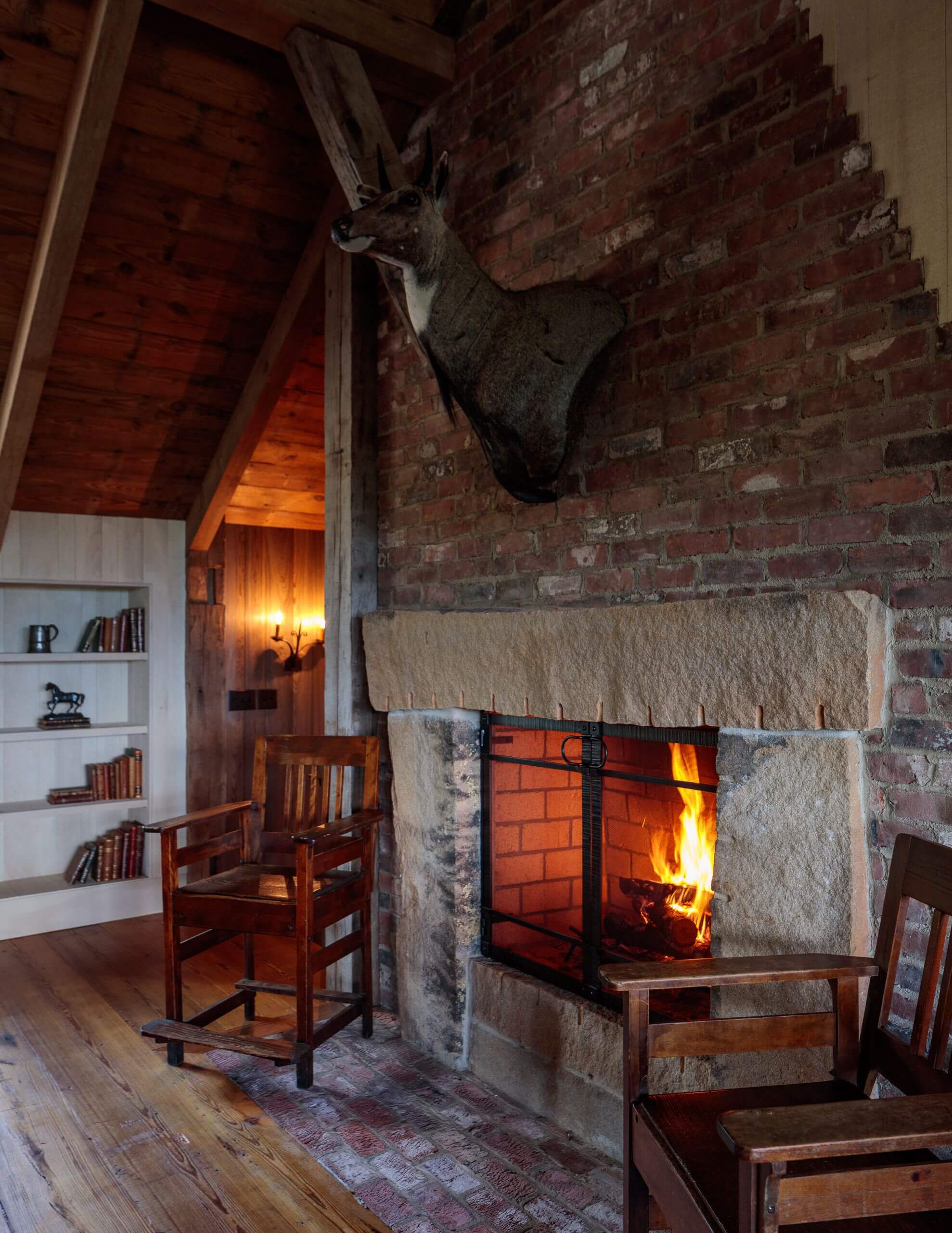 small hunting cabins Fireplace