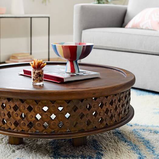 Wooden table with Carvings center table design