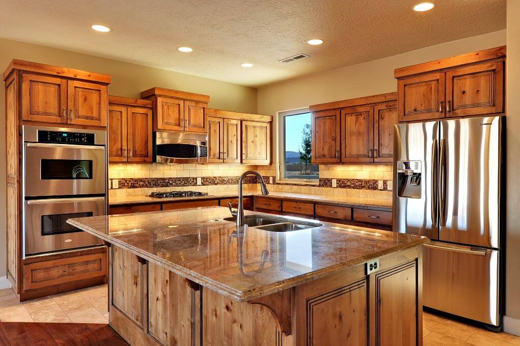 Rustic Style cherry wood cabinets