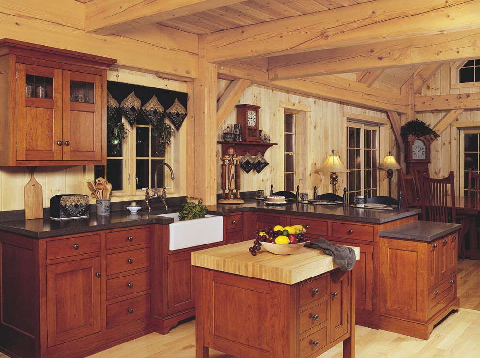 Farmhouse Style cherry wood cabinets