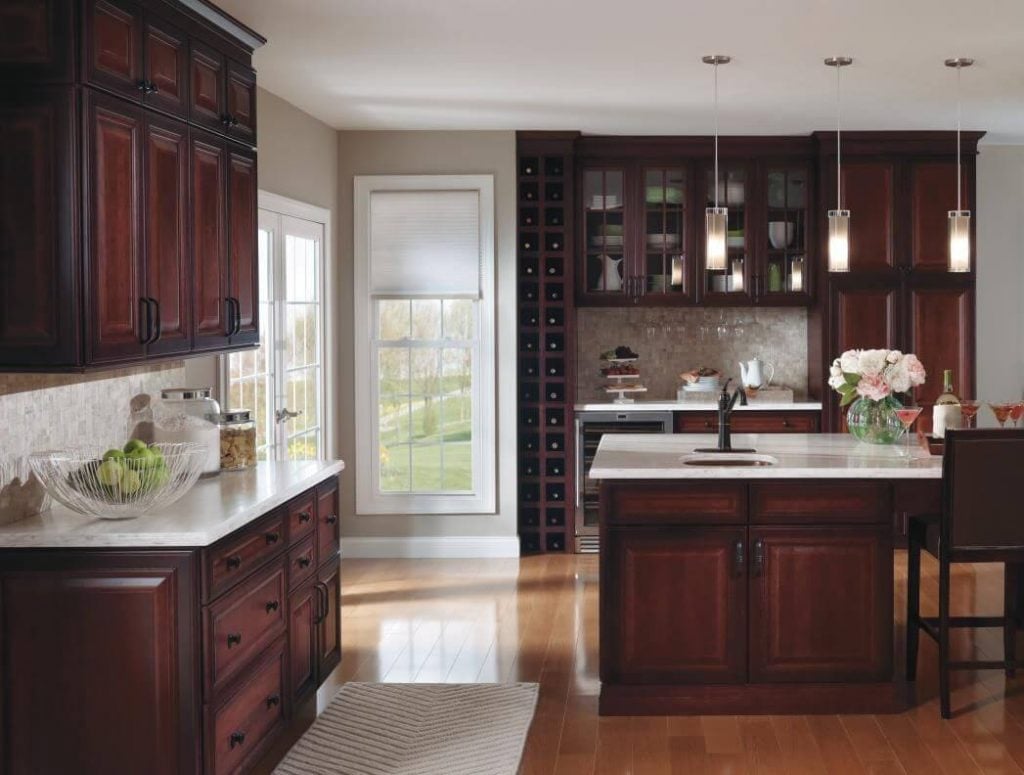 White + Cherry wood Cabinets