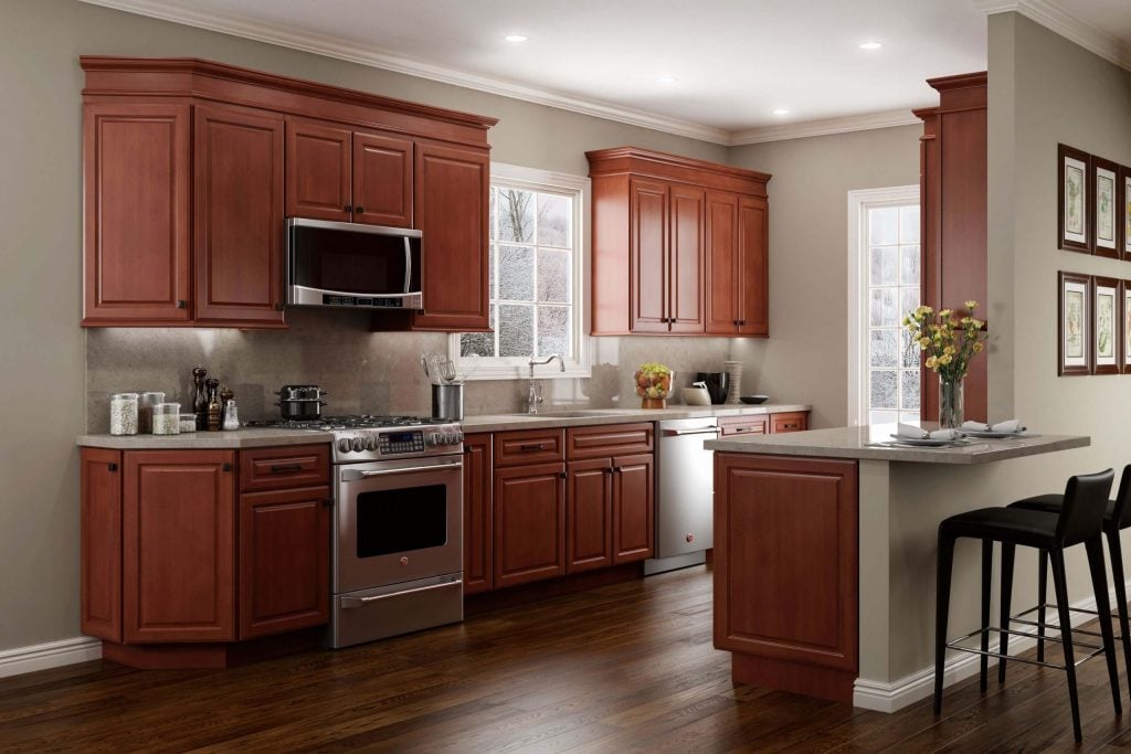 Gray Cherry wood Cabinets