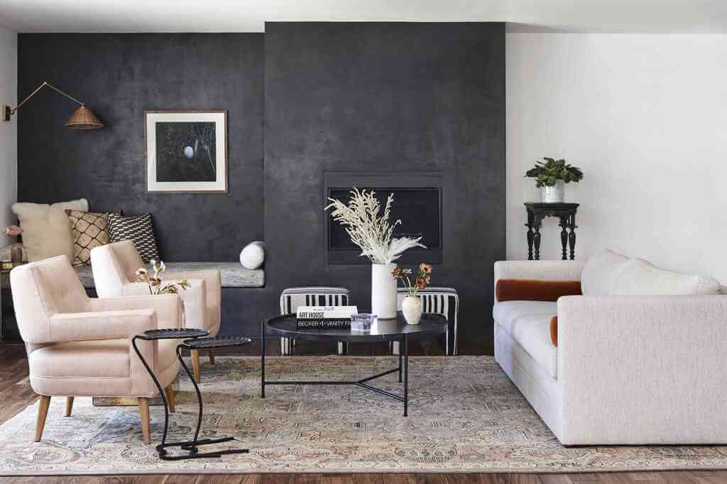 A living room filled with furniture and a fire place
