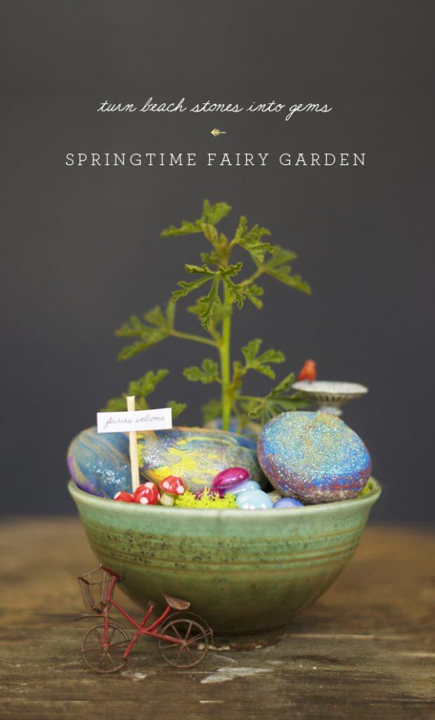 DIY Colorful Beach Stone Fairy House