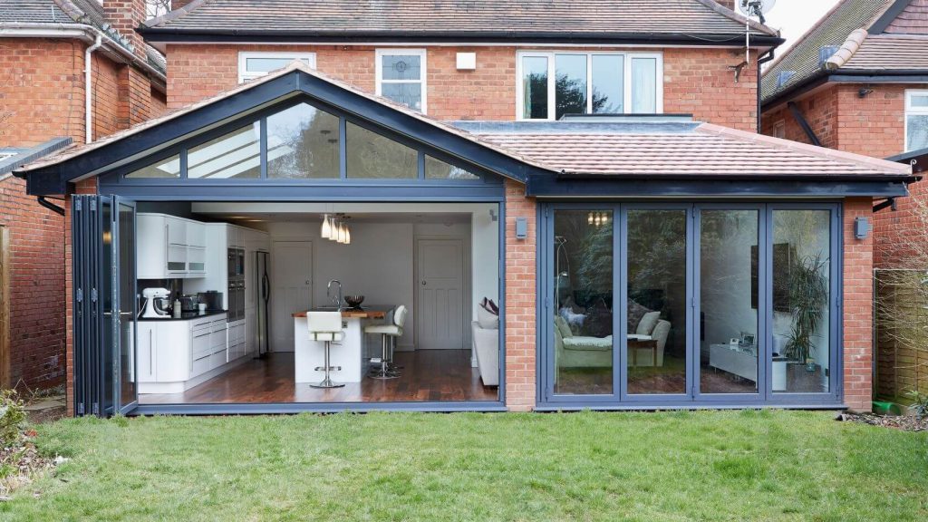 A house with a large patio and a kitchen idea