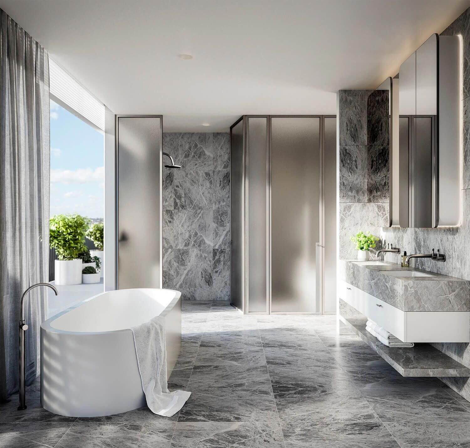 Marble Bathrooms Can Have Patios