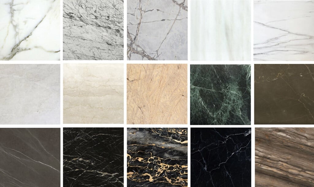 A collage of different types of marble
