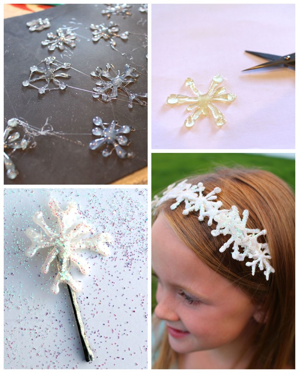 Snowflake Hair Clips fun home projects 