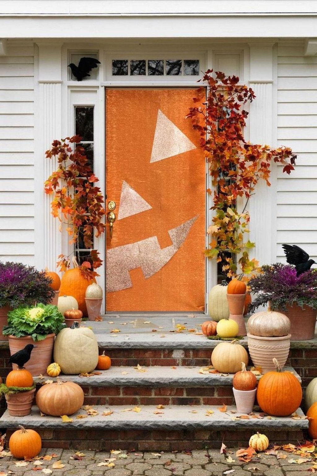 Front Porch Halloween orange decor idea