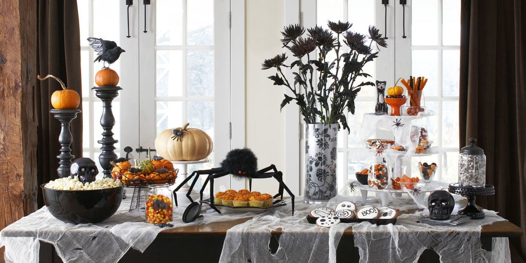 Faux Crawly Cobweb Tablecloth for halloween table decoration