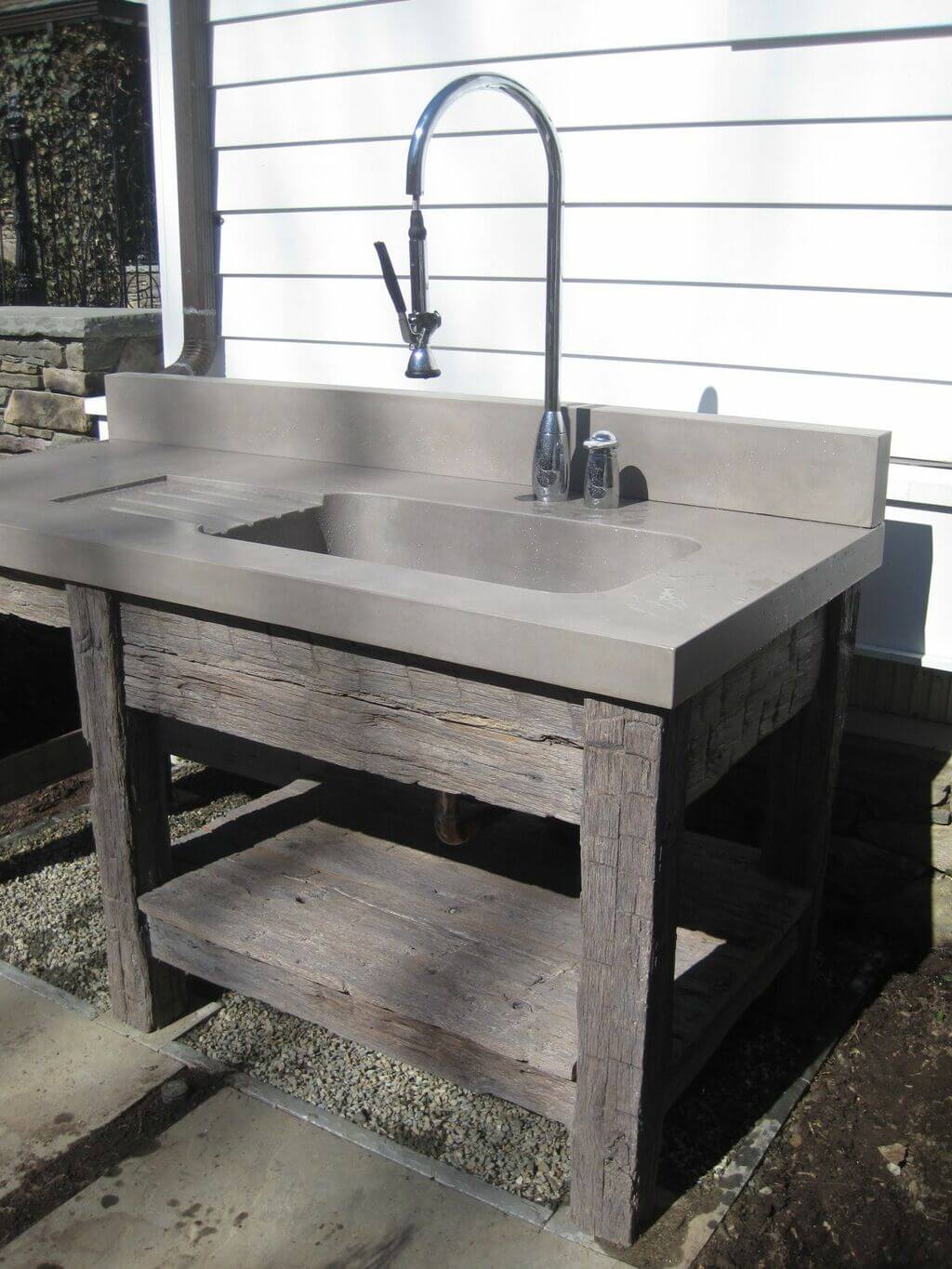 Elegant Gray Sink Station with Storage