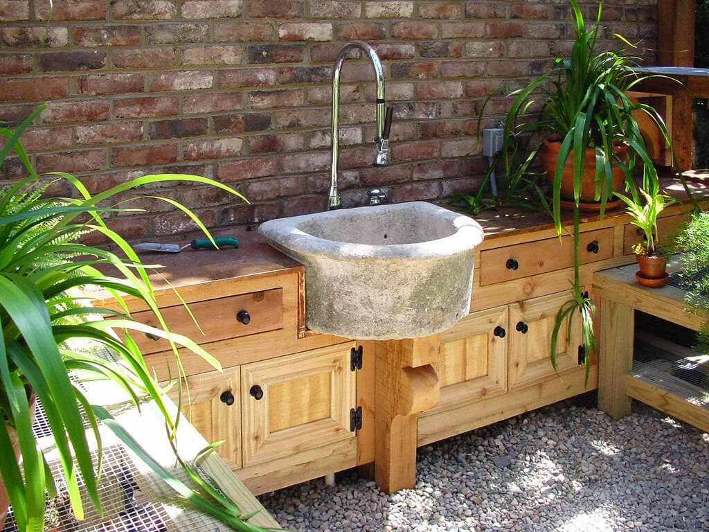 DIY Stone and Wood Outdoor Sink Station