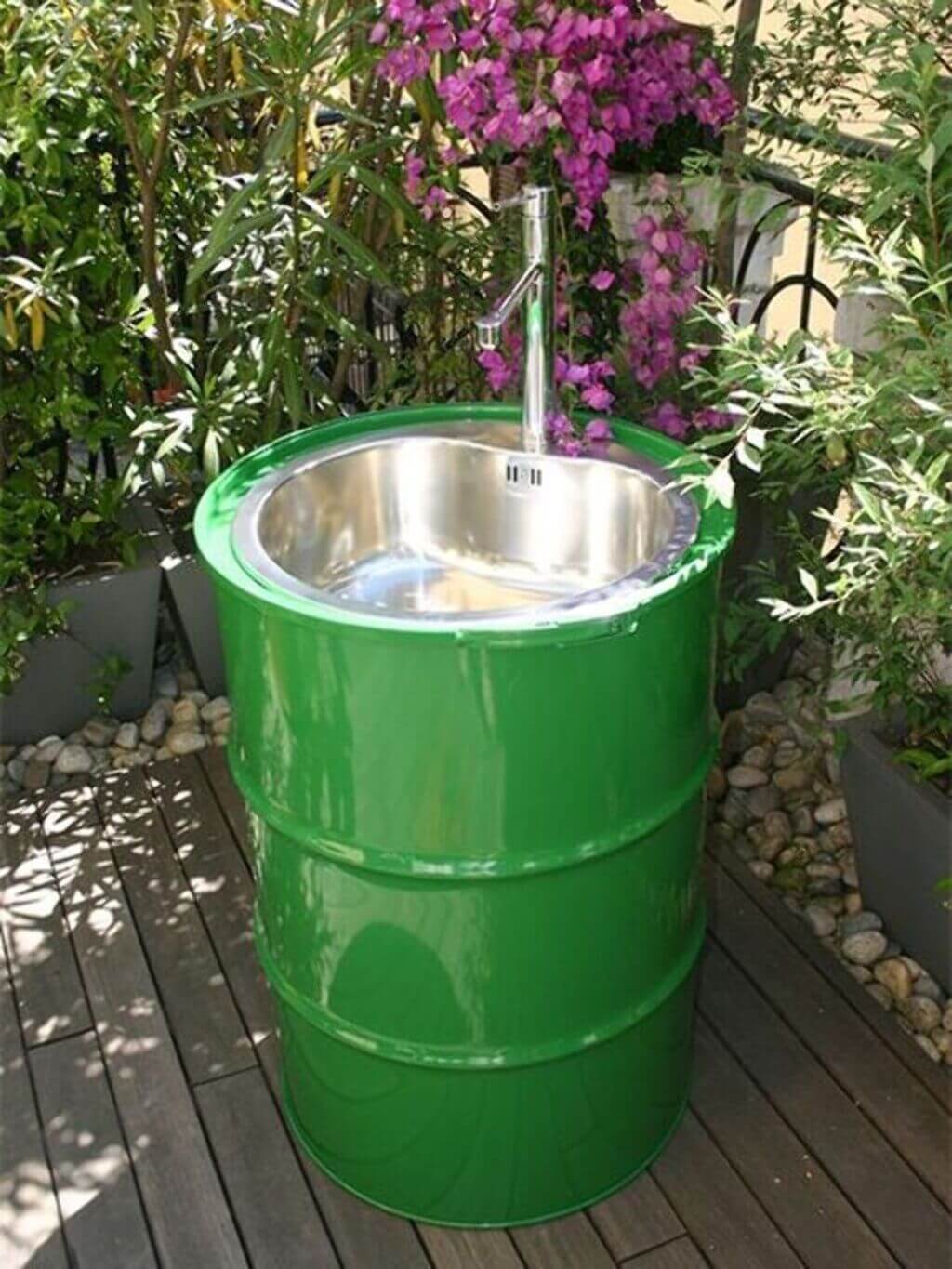 DIY Old Oil Drum Sink Idea