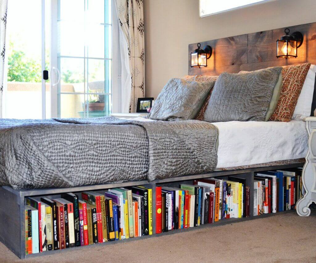 Use a Bookshelf under bed storage