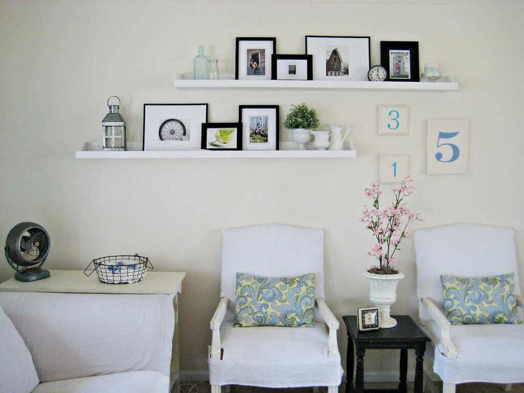 Wall-Mounted Shelves in Living Space