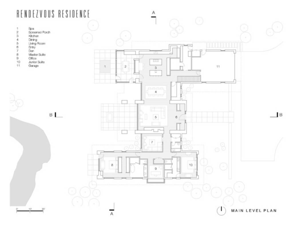 Rendezvous House main level plan