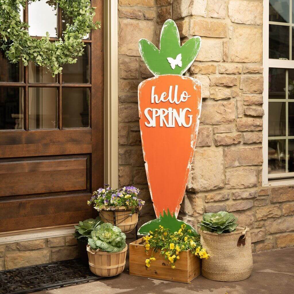  Cute Carrot Porch Sign outdoor easter decorations
