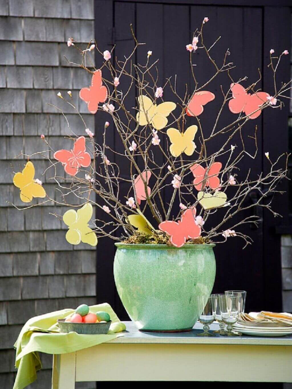 DIY Butterfly Easter Tree outdoor easter decorations