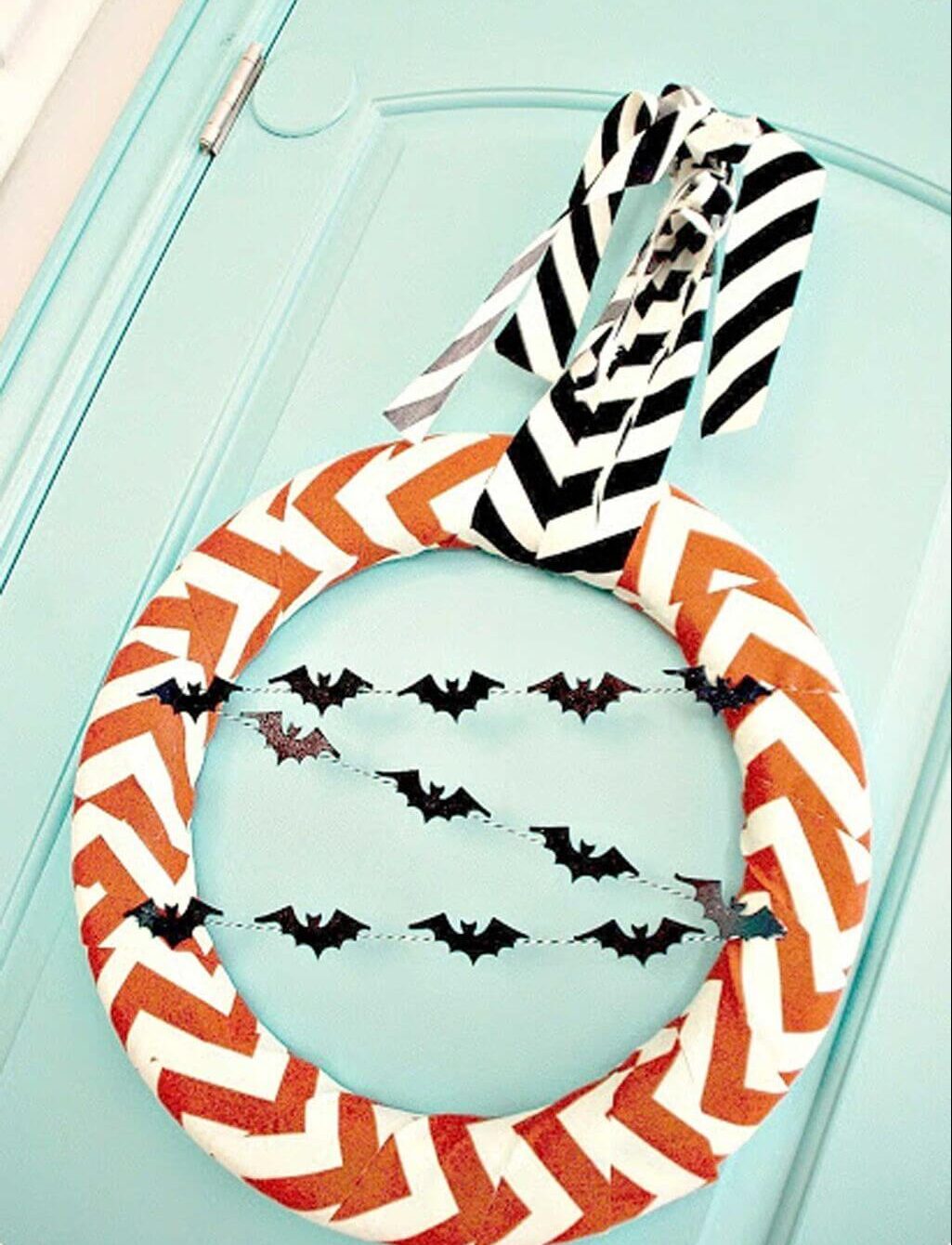 Chevron Fabric DIY Halloween Wreath  