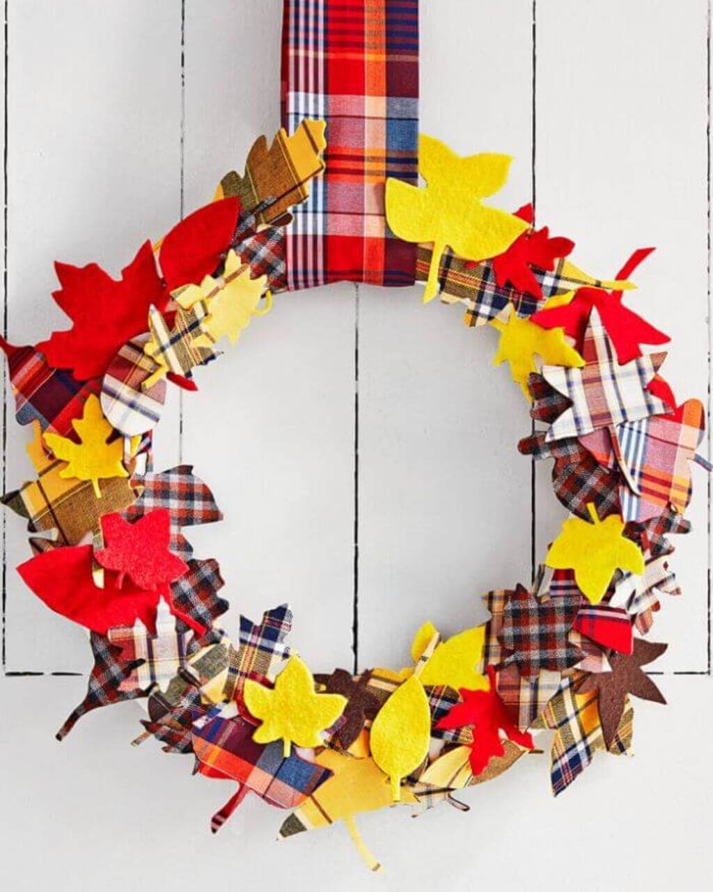 Plaid Fall DIY Halloween Wreath    