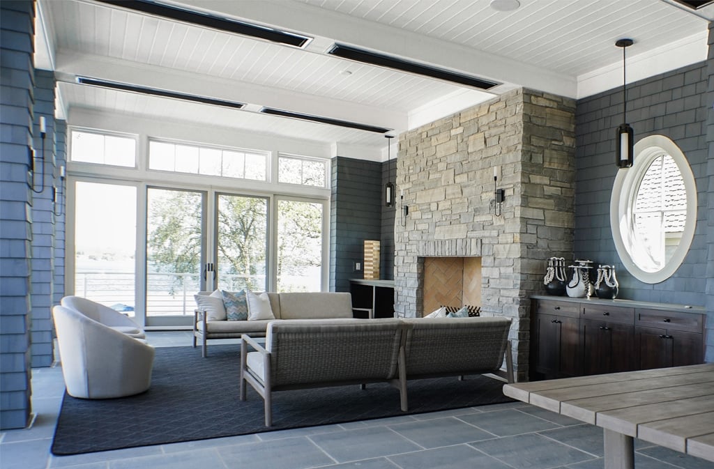 A living room filled with furniture and a fire place
