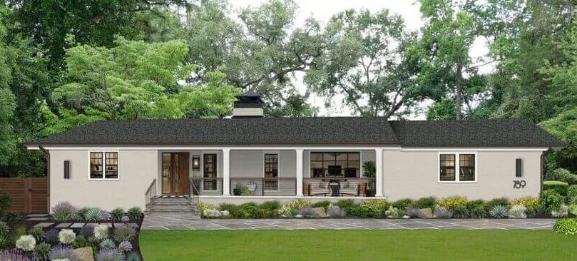 White Brick House with Black Trim