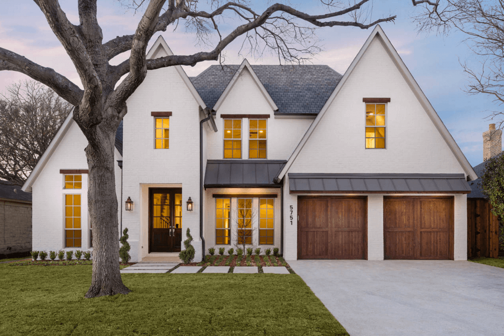 White House Black Trim with Wooden Accent