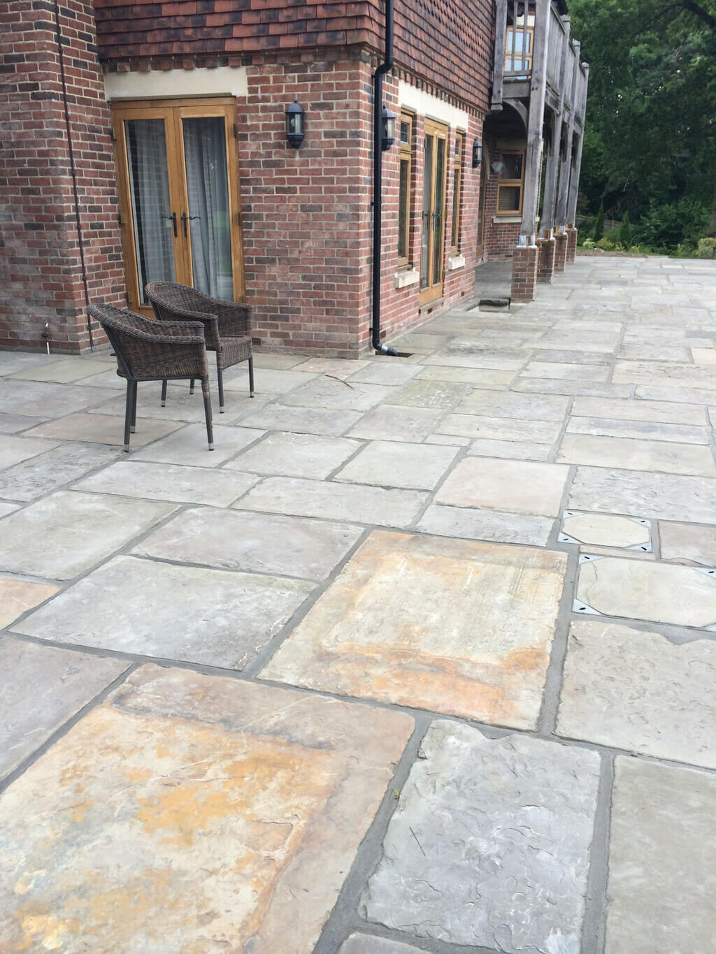 Uneven-Wide Blocks cheap patio paver ideas