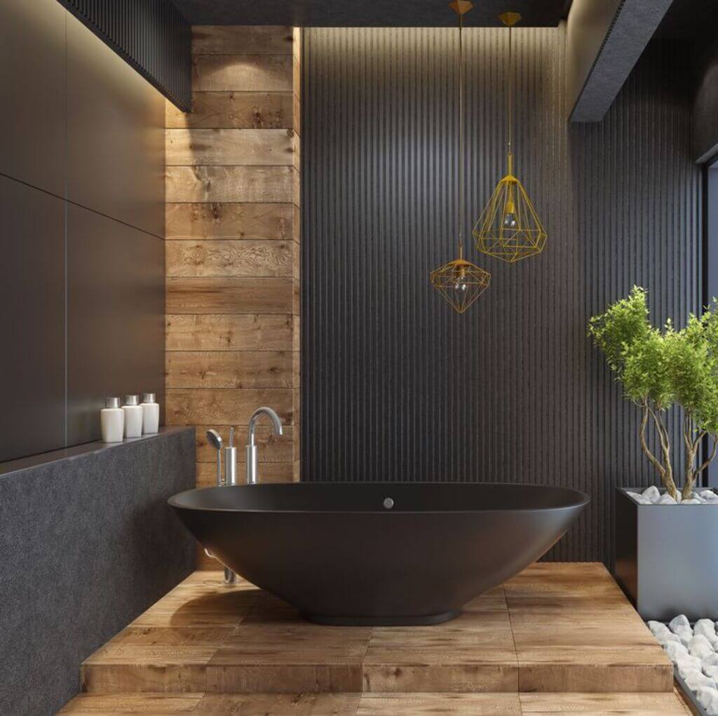 Moody Charcoal Modern Bathroom Trends 
