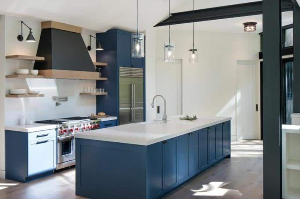 Ultra Modern and Edgy Blue Kitchen Cabinets