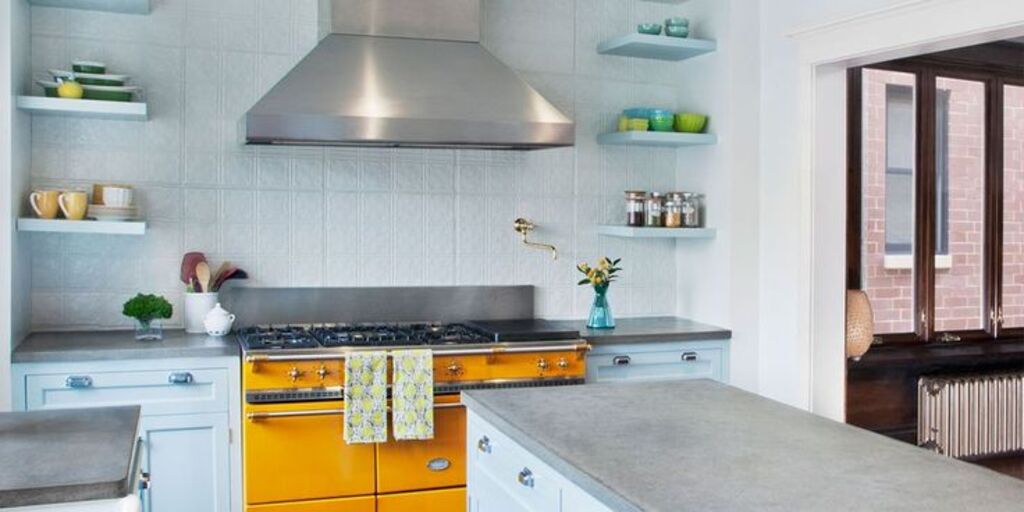 A Pop of Color with Yellow and Blue Kitchen Cabinets