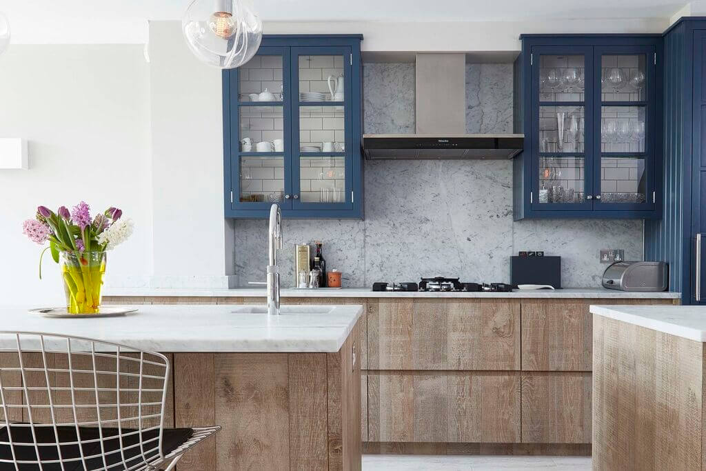 Modern-Rustic Country Kitchen with Blue Cabinets