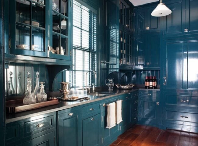 Rich Blue Kitchen Cabinets