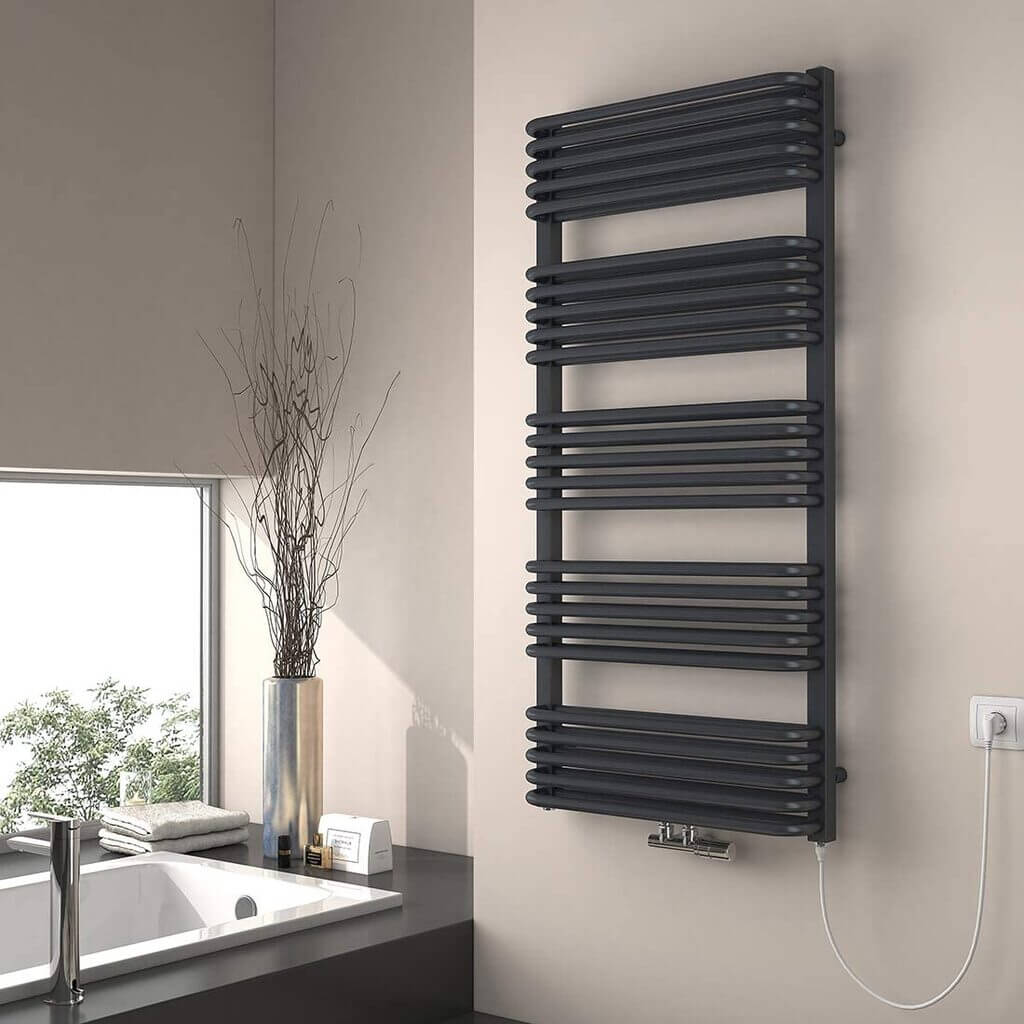 Heated Towel Rail Electric and Water with Cable and Plug