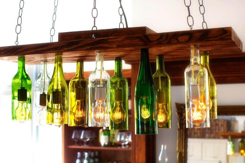 DIY Glass Bottle Chandeliers