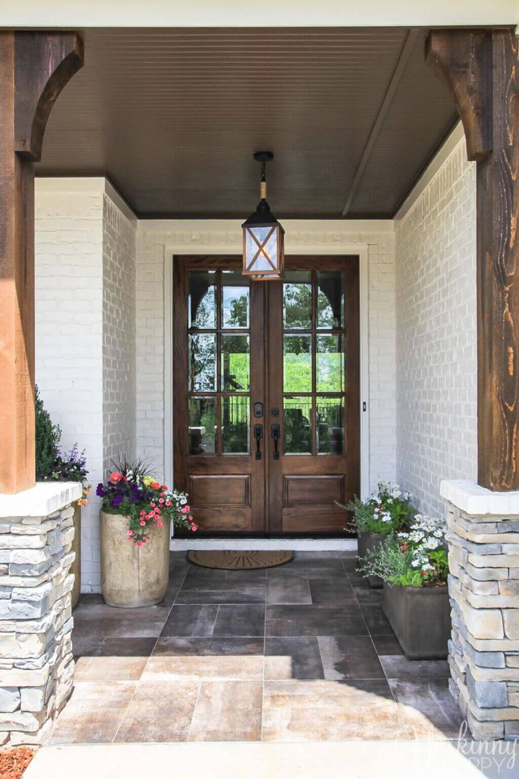 Complementing Farmhouse Double Front Door