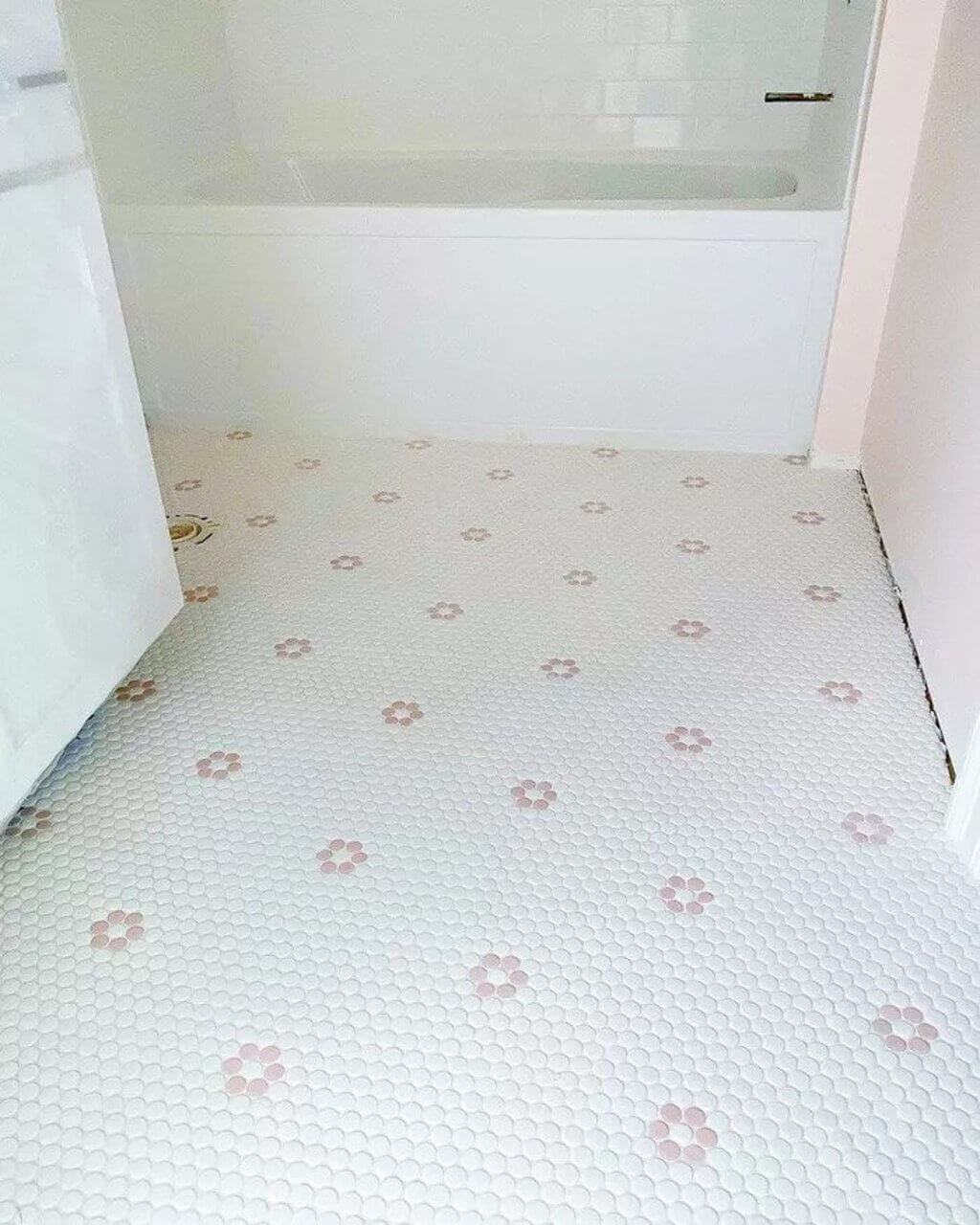 Pretty but Petite Florals bathroom floor tile ideas 