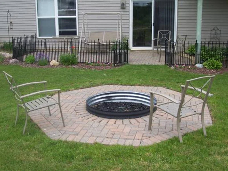 A DIY Fire Pit with a Metal Fire Ring