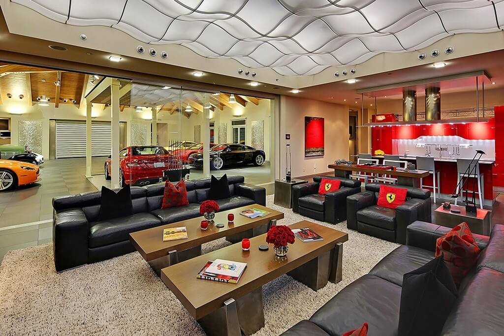 A living room filled with furniture and a fire truck
