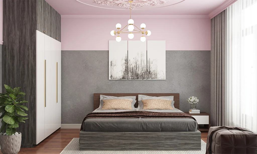 Pink and Grey Two Color Combination for Bedroom Walls