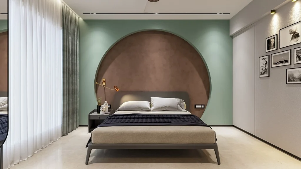 Light Brown and Muted Green Two Color Combination for Bedroom Walls