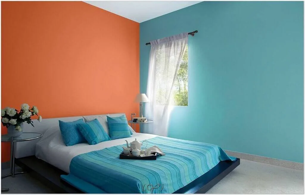 Bedroom Wall Orange Blue bedroom paint two colors