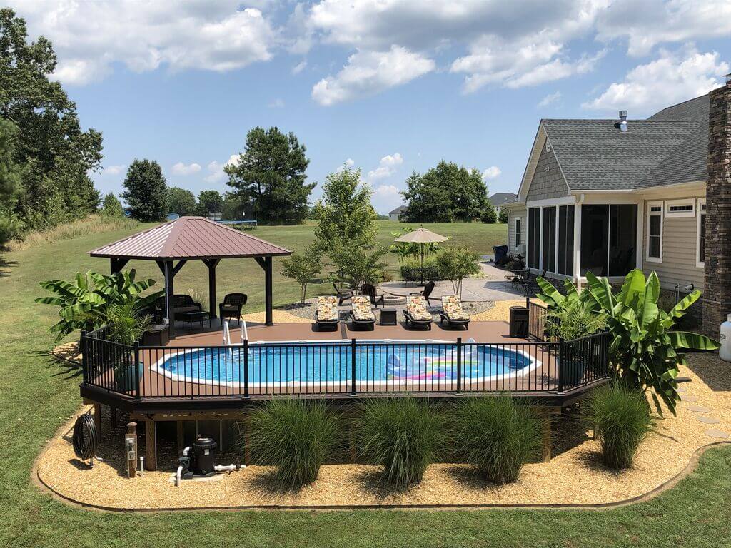 best permanent above ground pool with deck