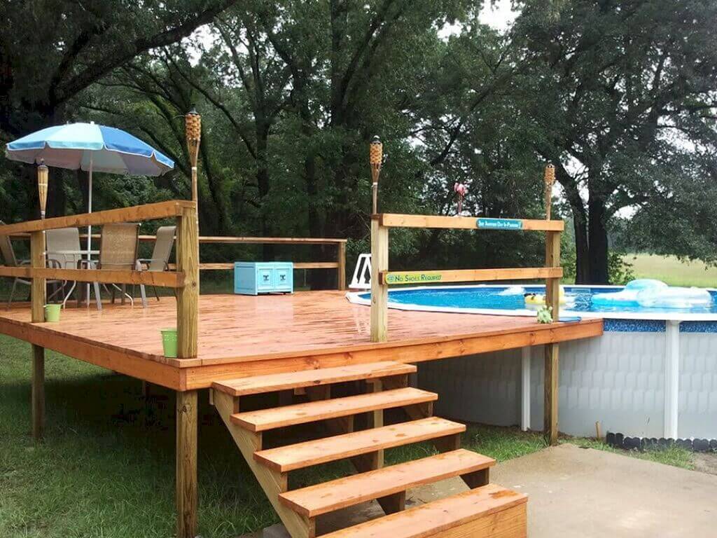 simple above ground pool deck