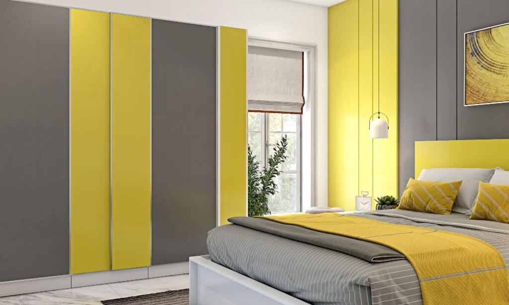 Yellow and Grey two colour combination for bedroom walls